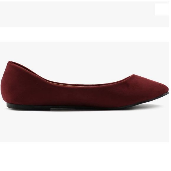 Ollio dark red faux suede ballet flats - Picture 4 of 7